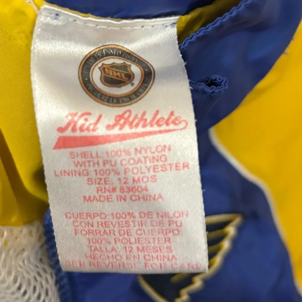 NHL‎ Vintage 90’s Kid Athlete St.Louis Blues Hickey Nylon Windbreaker Jacket 12M